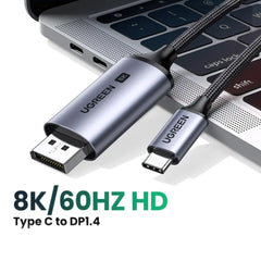 A Photo Of UGreen USB-C to DisplayPort Cable 8K@60Hz | High-Speed DisplayPort 1.4 Cable with HDR, FreeSync & G-Sync Support