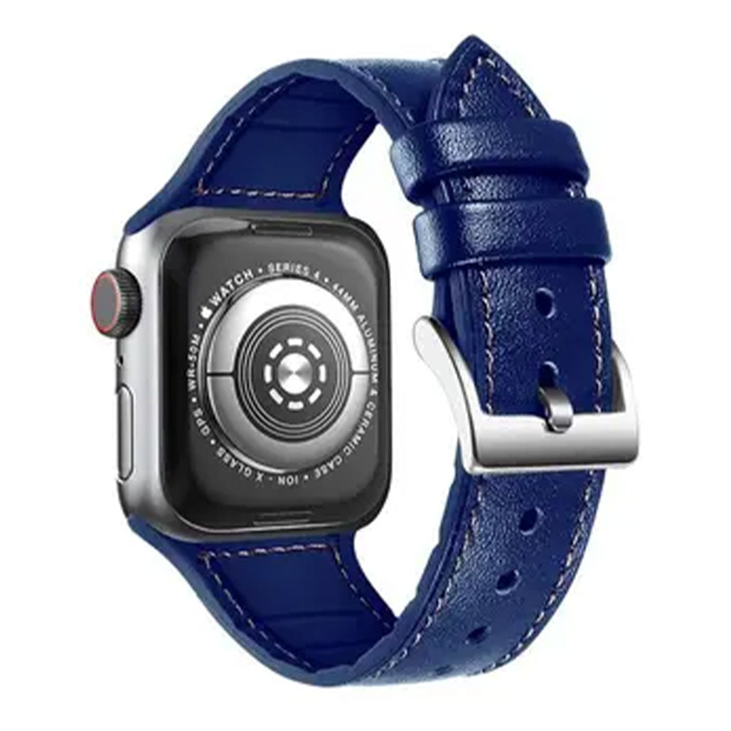 A Photo Of Green Lion Leather Link Watch Strap For Apple Watch 42mm/44mm/45mm
