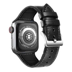 A Photo Of Green Lion Leather Link Watch Strap For Apple Watch 38mm/40mm/41mm - Black