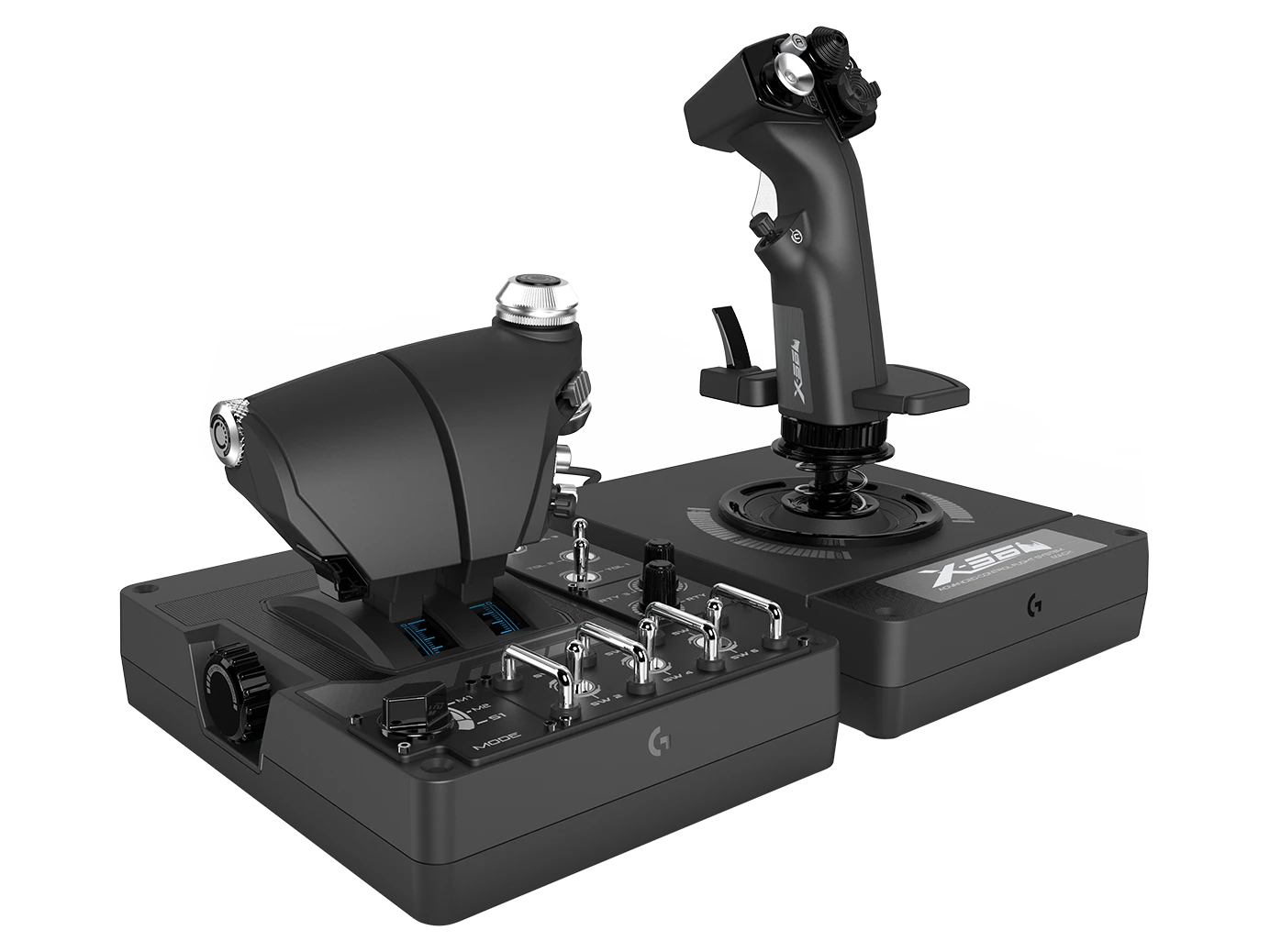 A Photo Of Logitech 945-000059 X56 H.O.T.A.S. RGB Throttle and Stick Simulation Controller - Advanced Military-Grade Flight Control