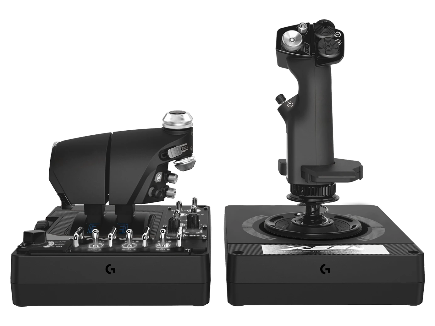 A Photo Of Logitech 945-000059 X56 H.O.T.A.S. RGB Throttle and Stick Simulation Controller - Advanced Military-Grade Flight Control