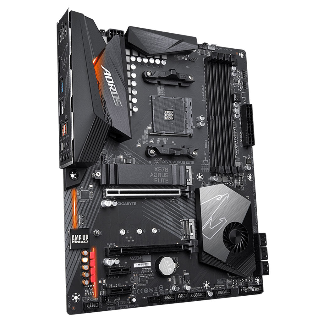 A Photo Of Gigabyte X570 Aorus ELITE 1.0 AM4 Motherboard - High-Performance ATX Board for AMD Ryzen™ 5000/4000 Series with PCIe 4.0 and DDR4 Support