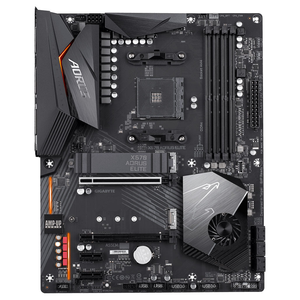 A Photo Of Gigabyte X570 Aorus ELITE 1.0 AM4 Motherboard - High-Performance ATX Board for AMD Ryzen™ 5000/4000 Series with PCIe 4.0 and DDR4 Support