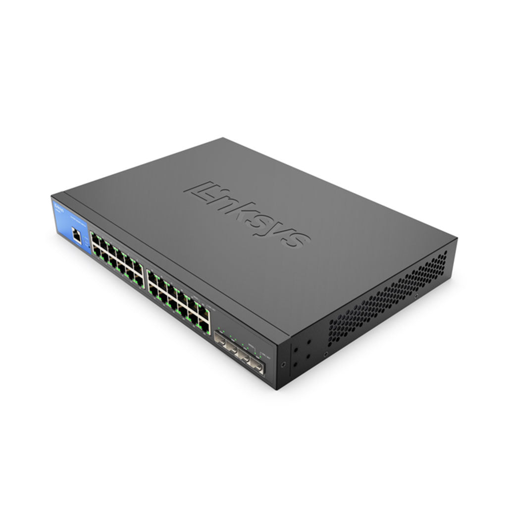A Photo Of Linksys LGS328PC 24-Port Managed Gigabit PoE+ Switch with 250W Power and 4 SFP Uplinks