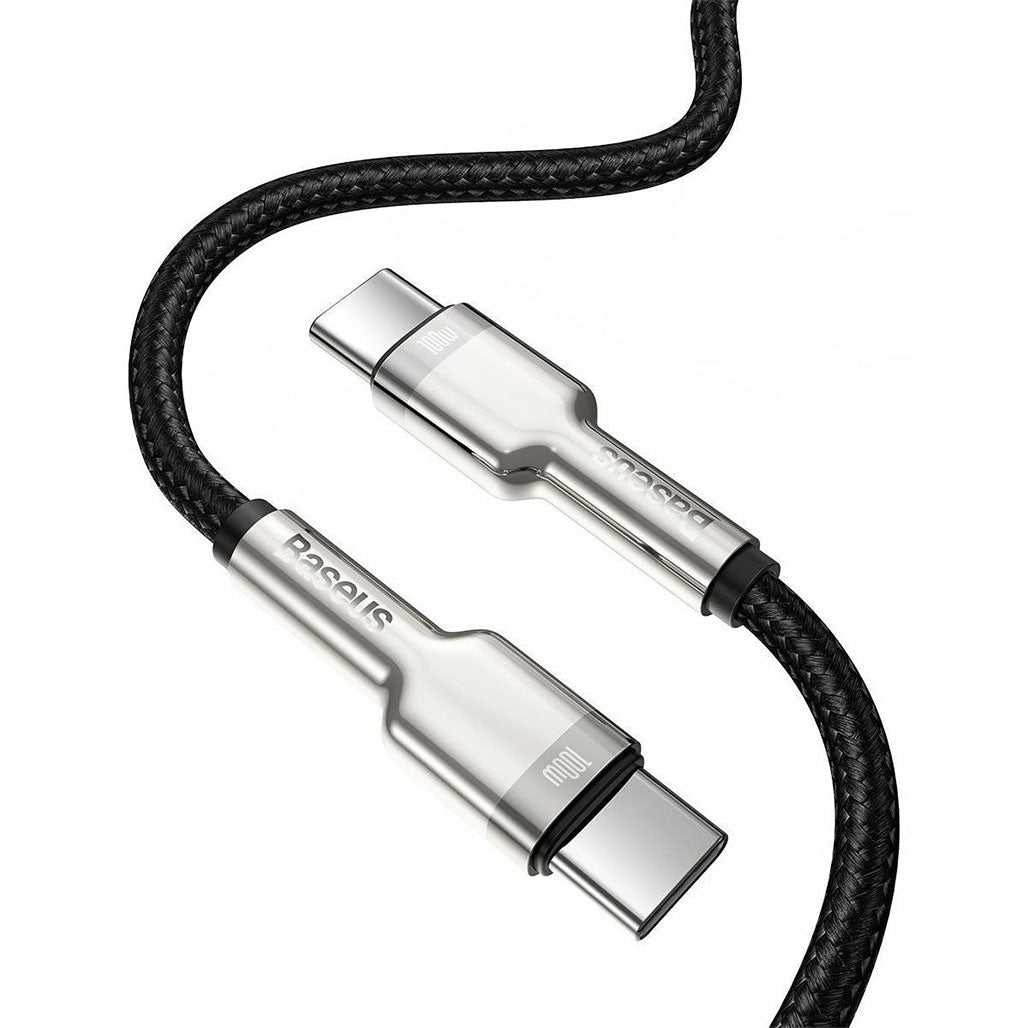 A Photo Of Baseus Cafule Metal Data Cable USB-C to USB-C - 100W High Power, 2M Length, Zinc Alloy, 480Mbps Data Transfer