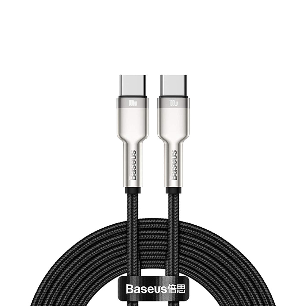 A Photo Of Baseus Cafule Metal Data Cable USB-C to USB-C - 100W High Power, 2M Length, Zinc Alloy, 480Mbps Data Transfer