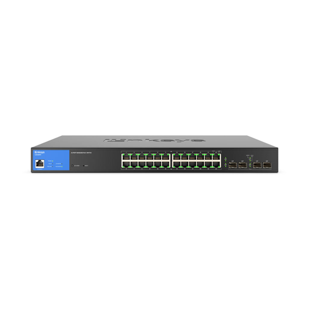 A Photo Of Linksys LGS328PC 24-Port Managed Gigabit PoE+ Switch with 250W Power and 4 SFP Uplinks