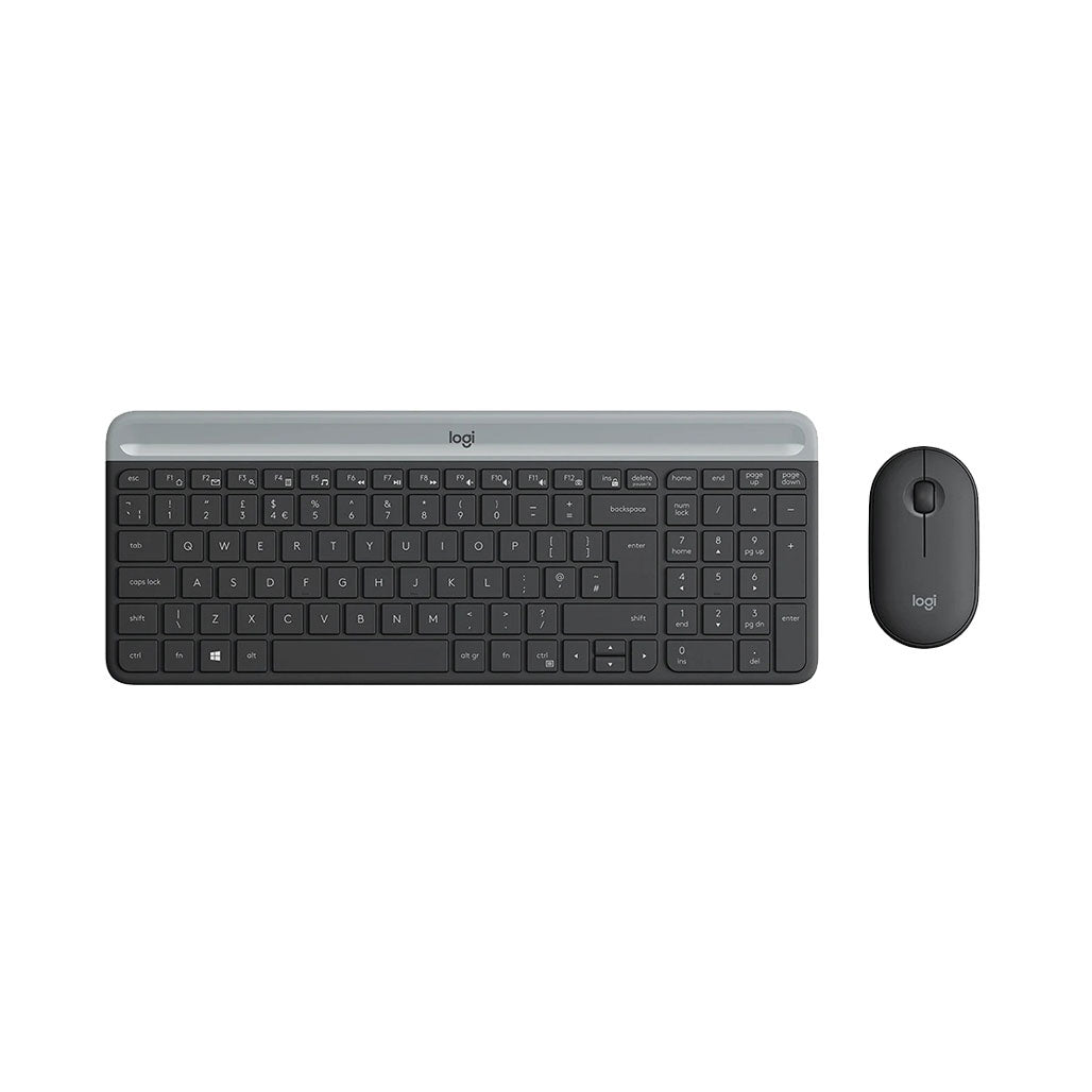 A Photo Of Logitech MK470 Slim - Wireless Keyboard and Mouse Combo in Black (EN/AR)
