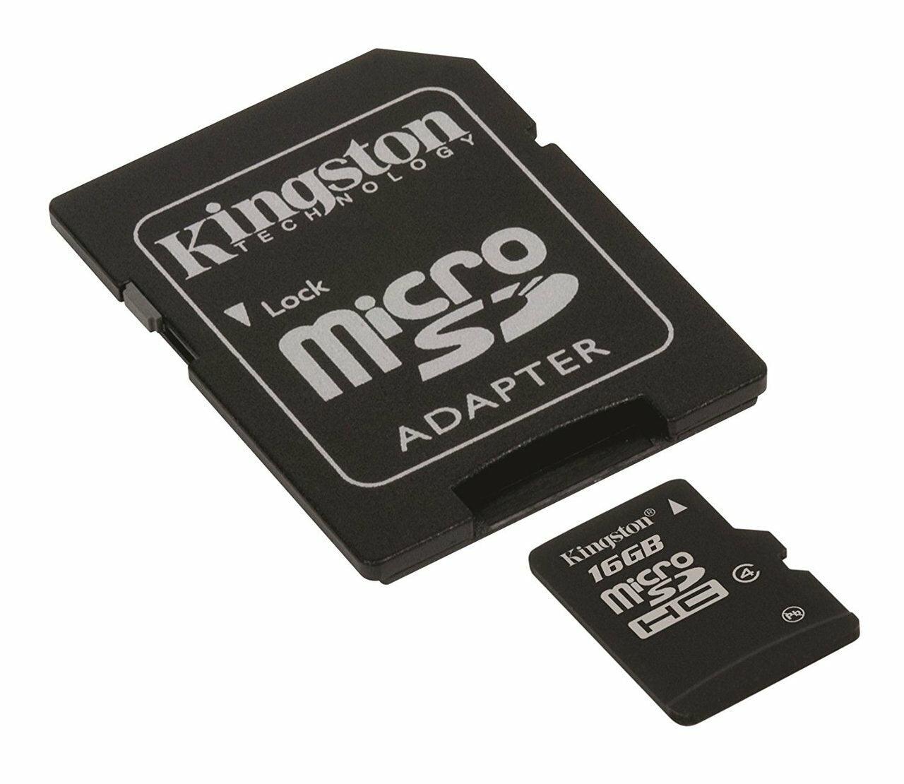 A Photo Of Kingston 16GB Class 4 MicroSDHC Flash Card with SD Adapter | SDC4-16GB
