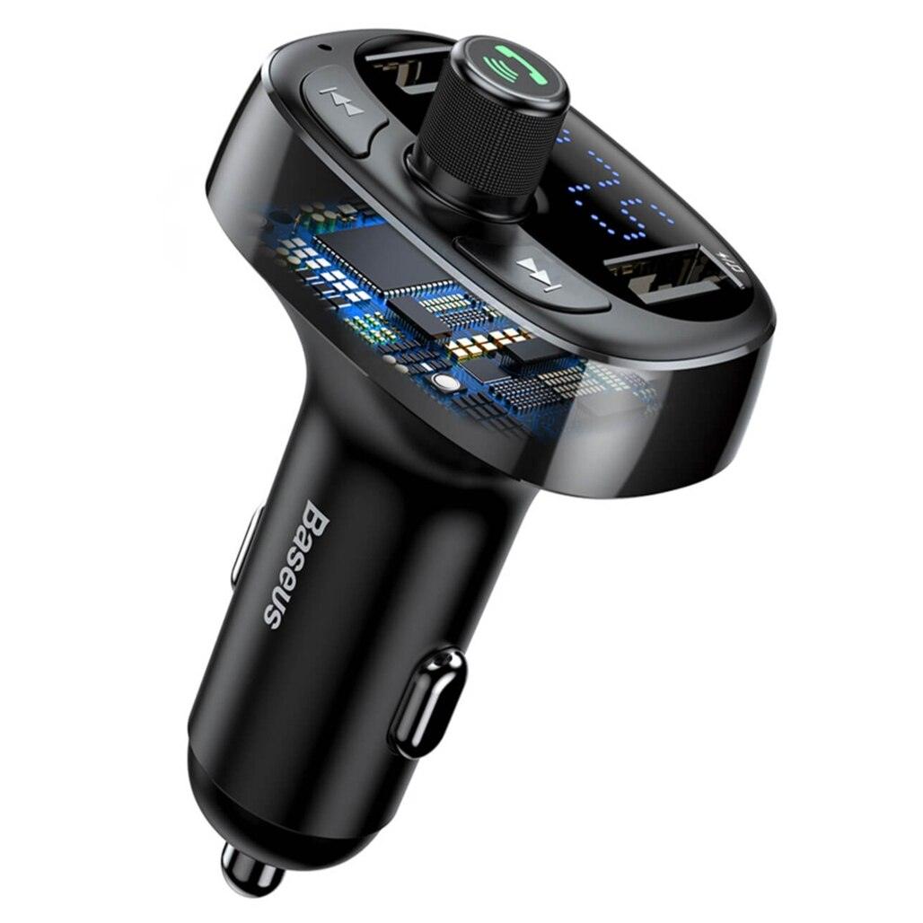 A Photo Of Baseus T-Typed Bluetooth MP3 Charger with Car Holder – Dual USB Fast Charging & Hands-Free Calling