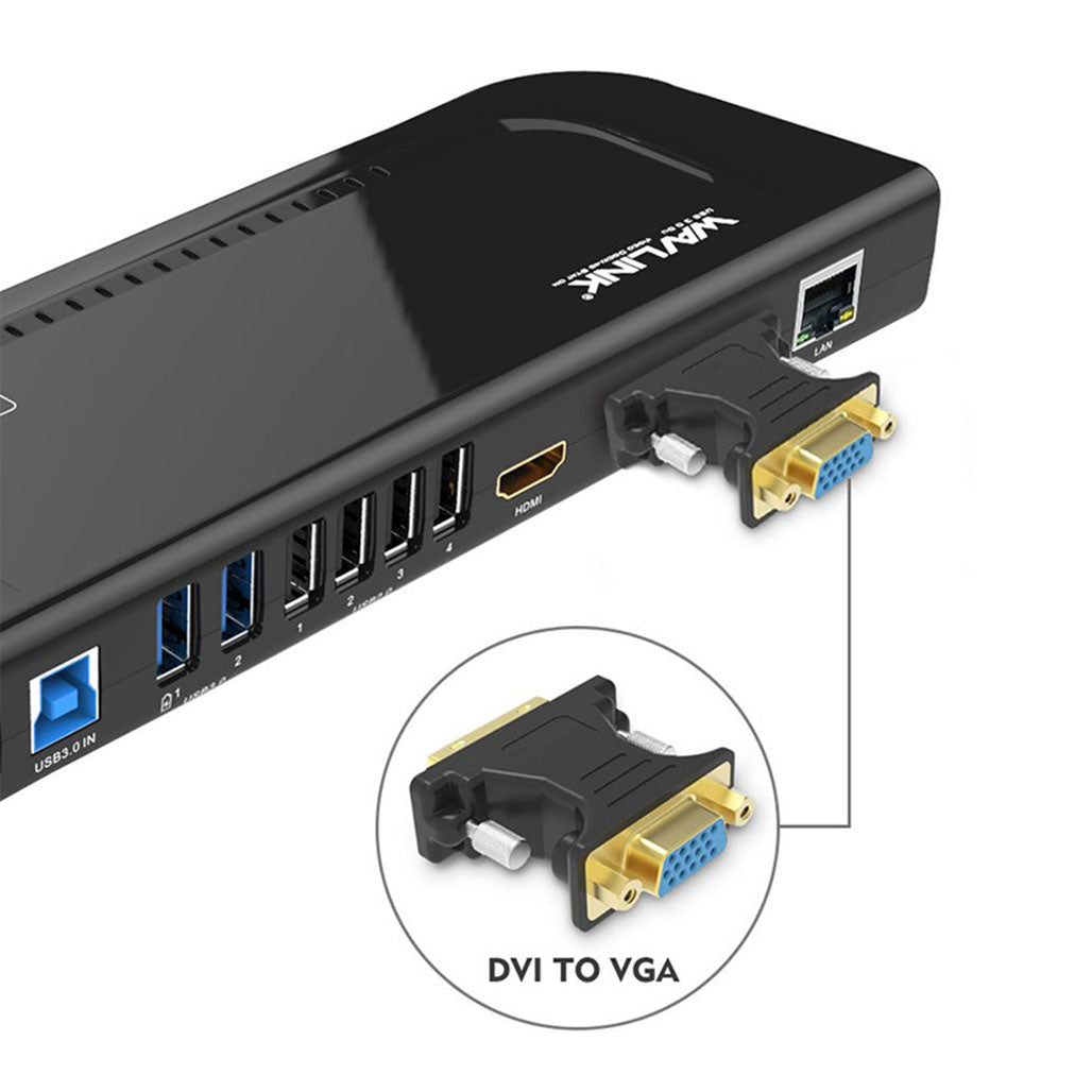 A Photo Of Wavlink UG39DK4 USB 3.0 Universal Dual Display Docking Station – HDMI, VGA, DVI Outputs