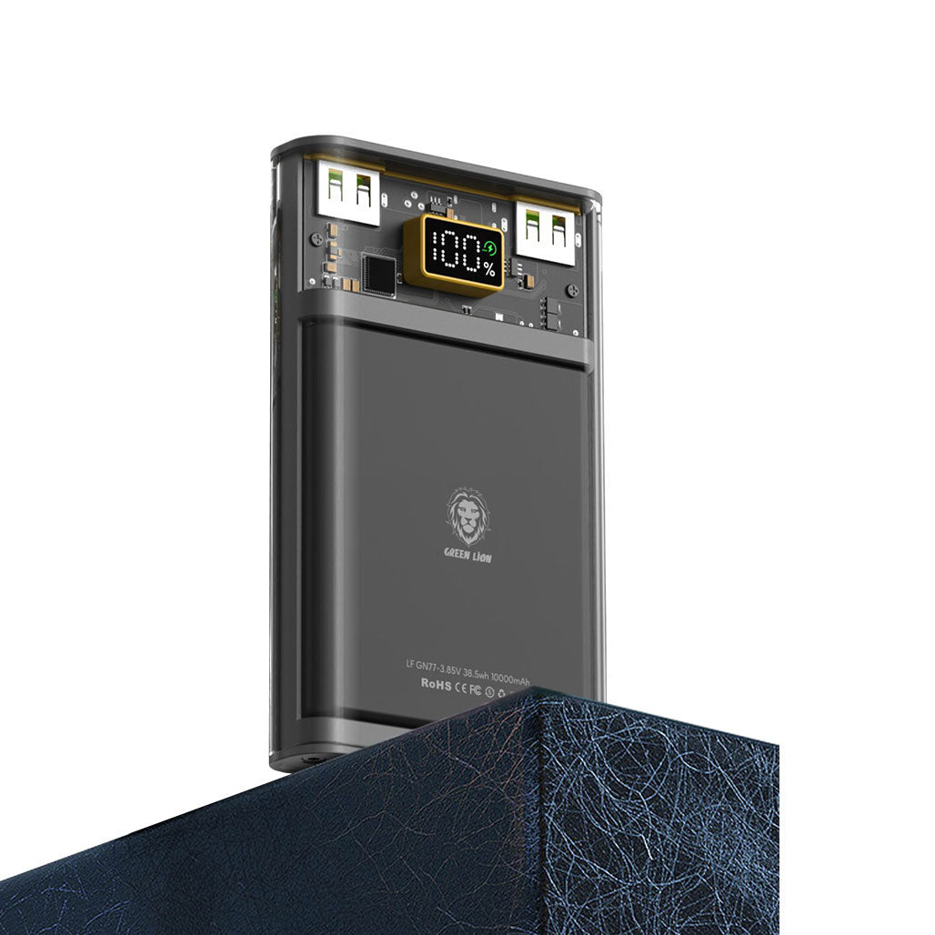 A Photo Of Green Lion Super Fast Transparent Power Bank 10000mAh ( QC 22.5W + PD 20W ) – Black